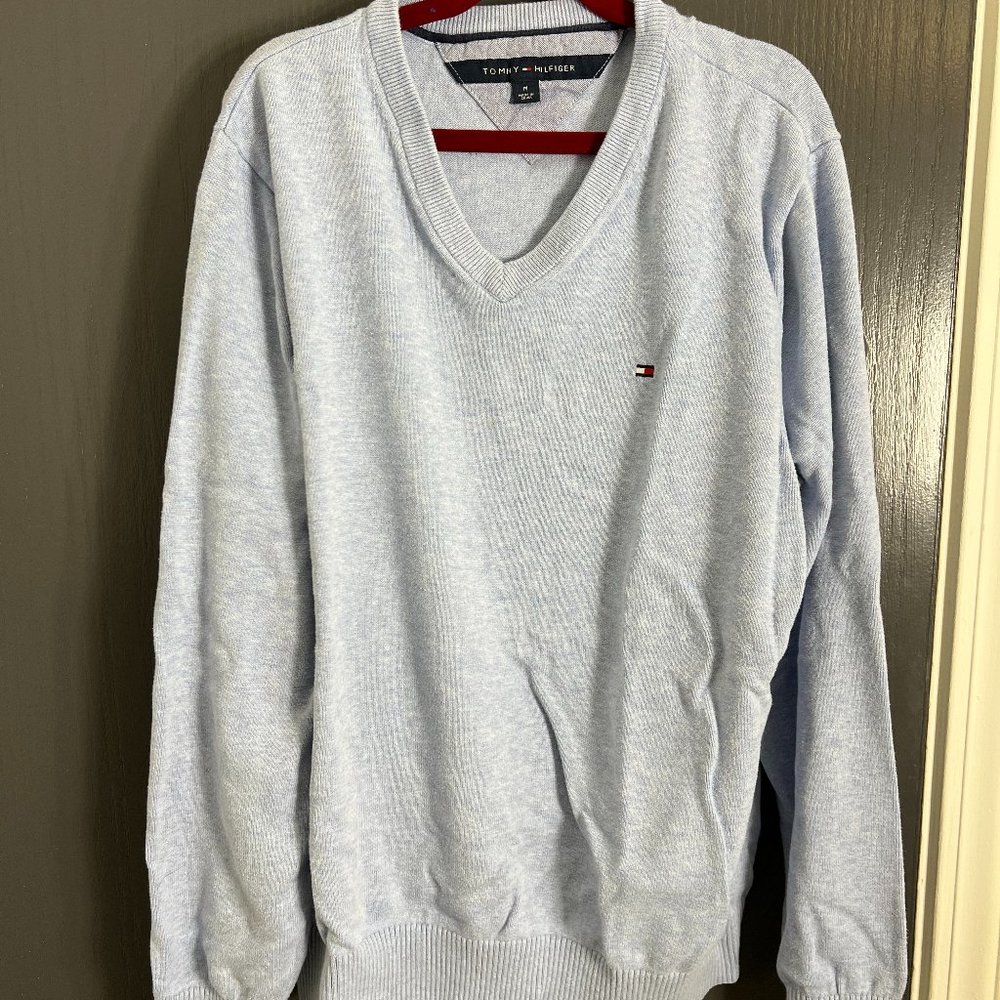 Tommy Hilfiger V-Neck Sweater (Light Blue, Medium)
